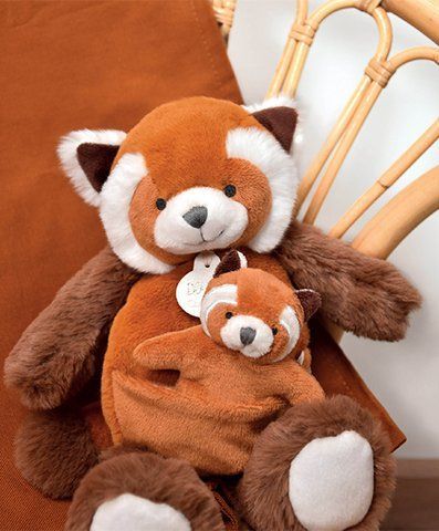 М'яка іграшка червона панда Panda roux avec b&eacute;b&eacute;, 25 см, Doudou et Companie DC3985 - купити, ціна